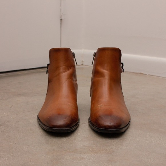 495$ Bruno Magli Angiolini Hand-burnished‎ calfskin Zip Boots
